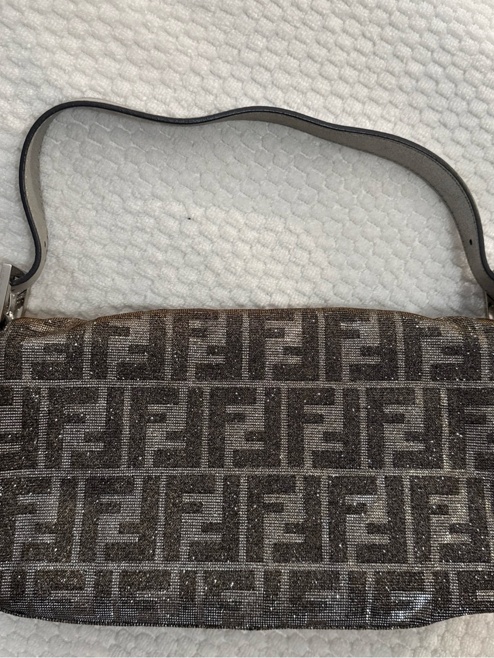 Fendi Monogram Zucca Shoulder Bag in Brown and Gray - Picture 14 of 16